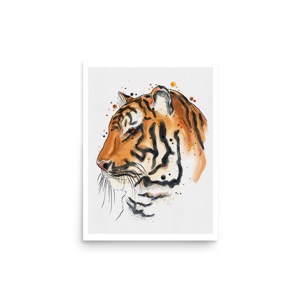 Tiger Graphic Watercolour Print