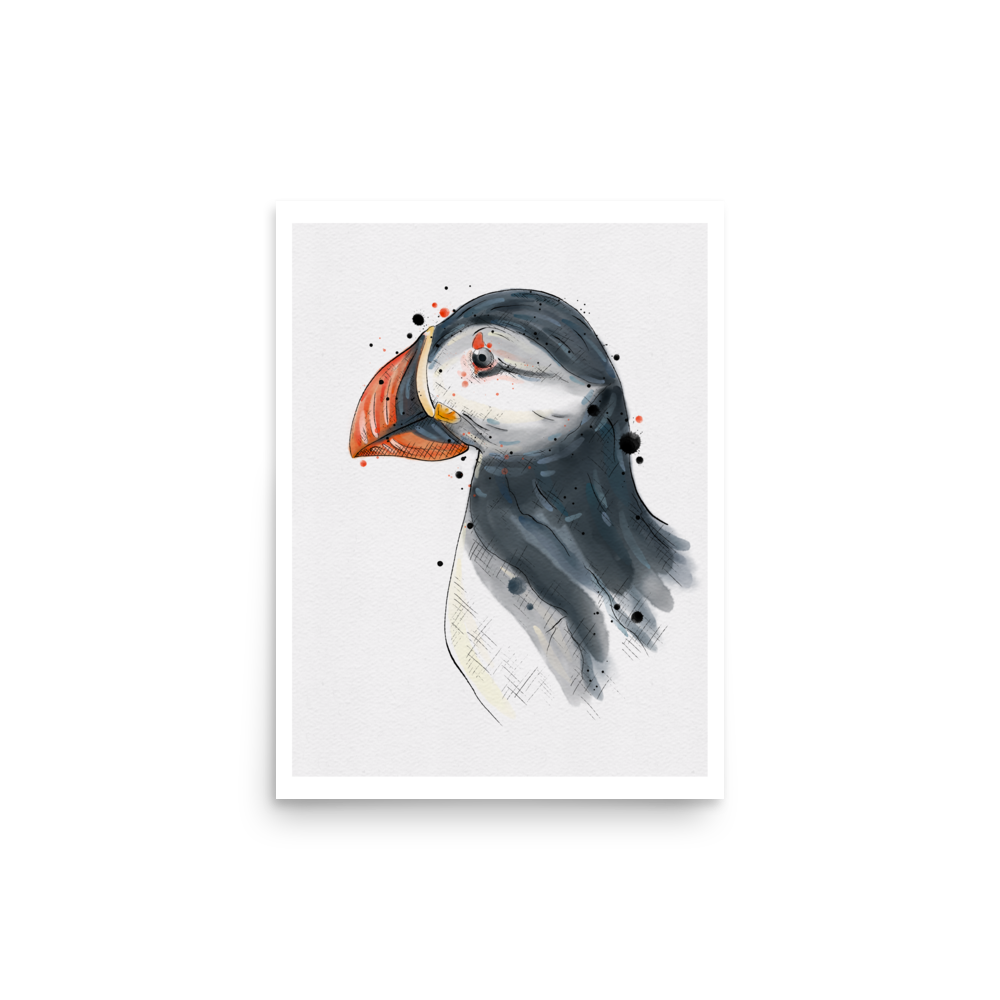 Puffin Graphic Watercolour Print