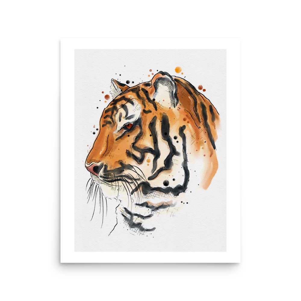 Tiger Graphic Watercolour Print