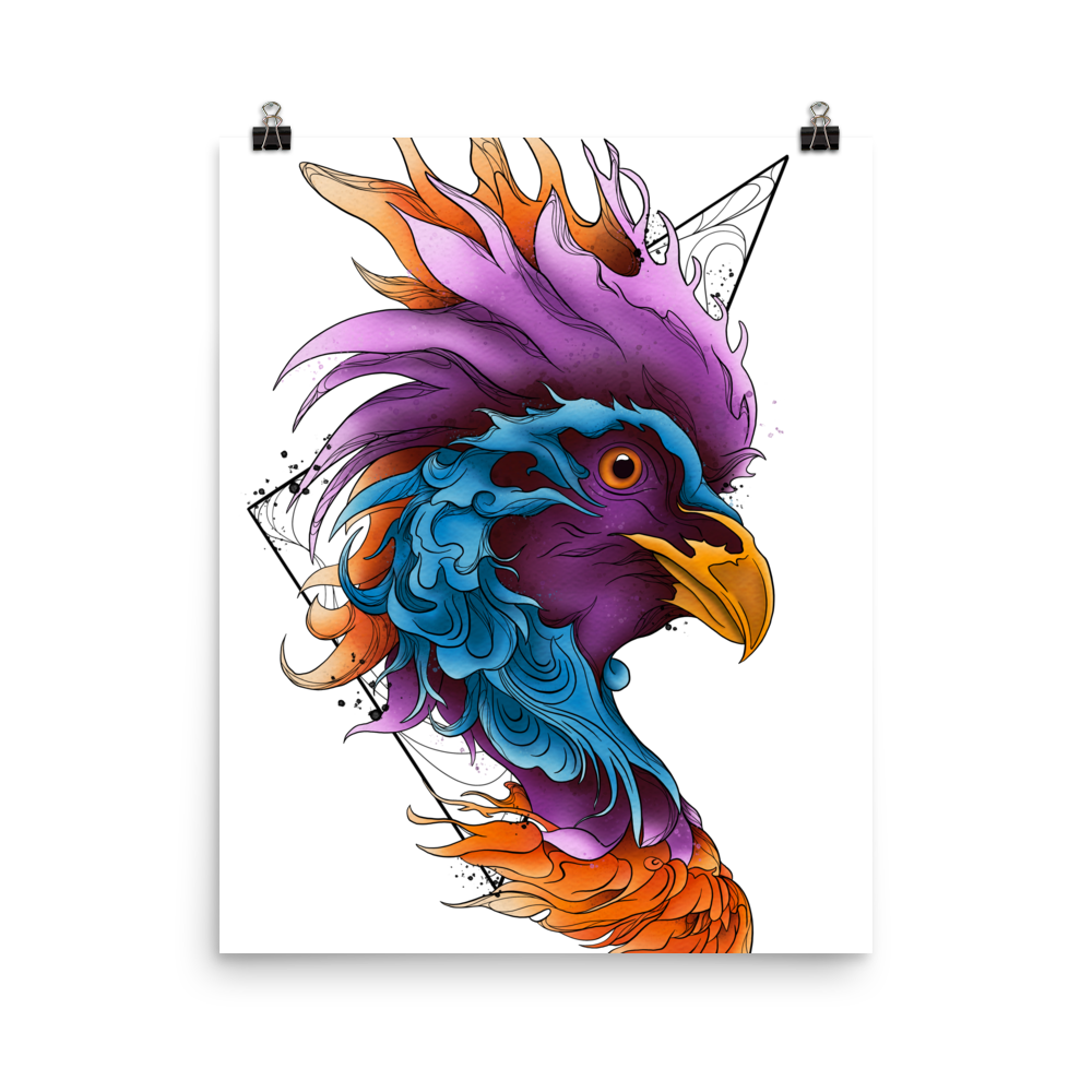 Phoenix Graphic Line Art Print