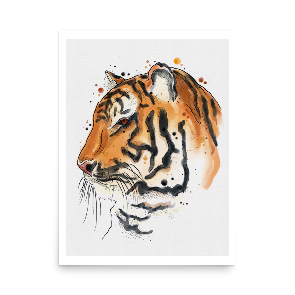 Tiger Graphic Watercolour Print