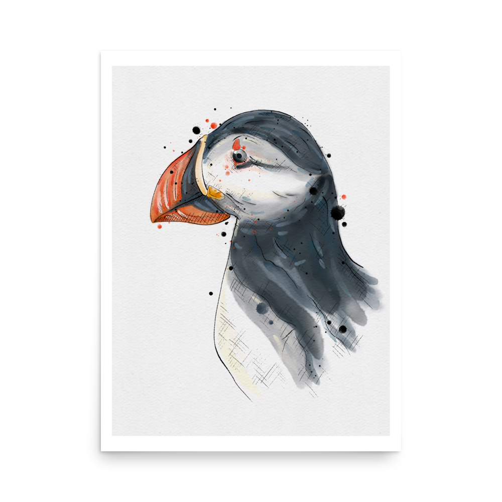 Puffin Graphic Watercolour Print