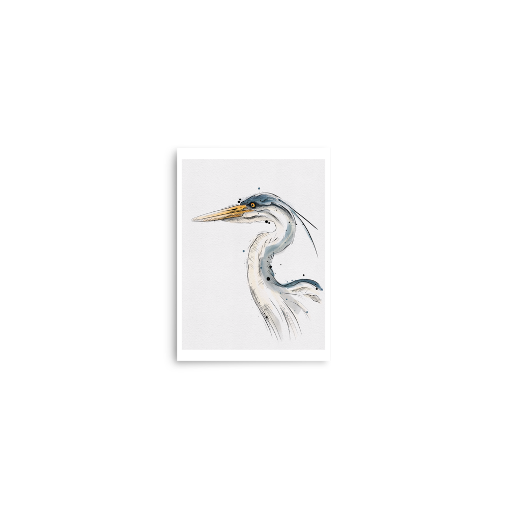Heron Graphic Watercolour Print