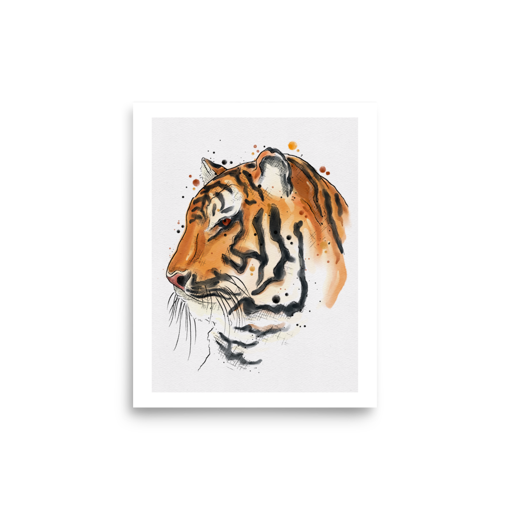 Tiger Graphic Watercolour Print