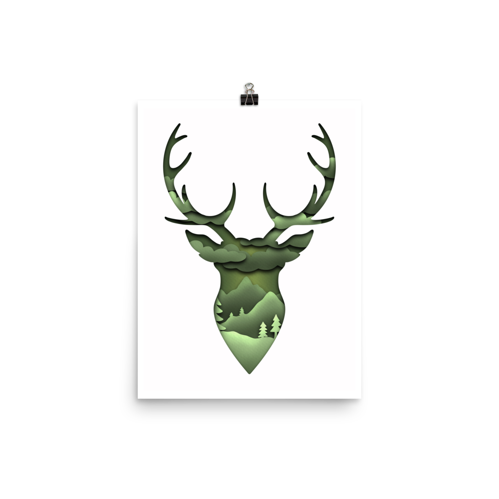 Stag Landscape Paper Illusion Print