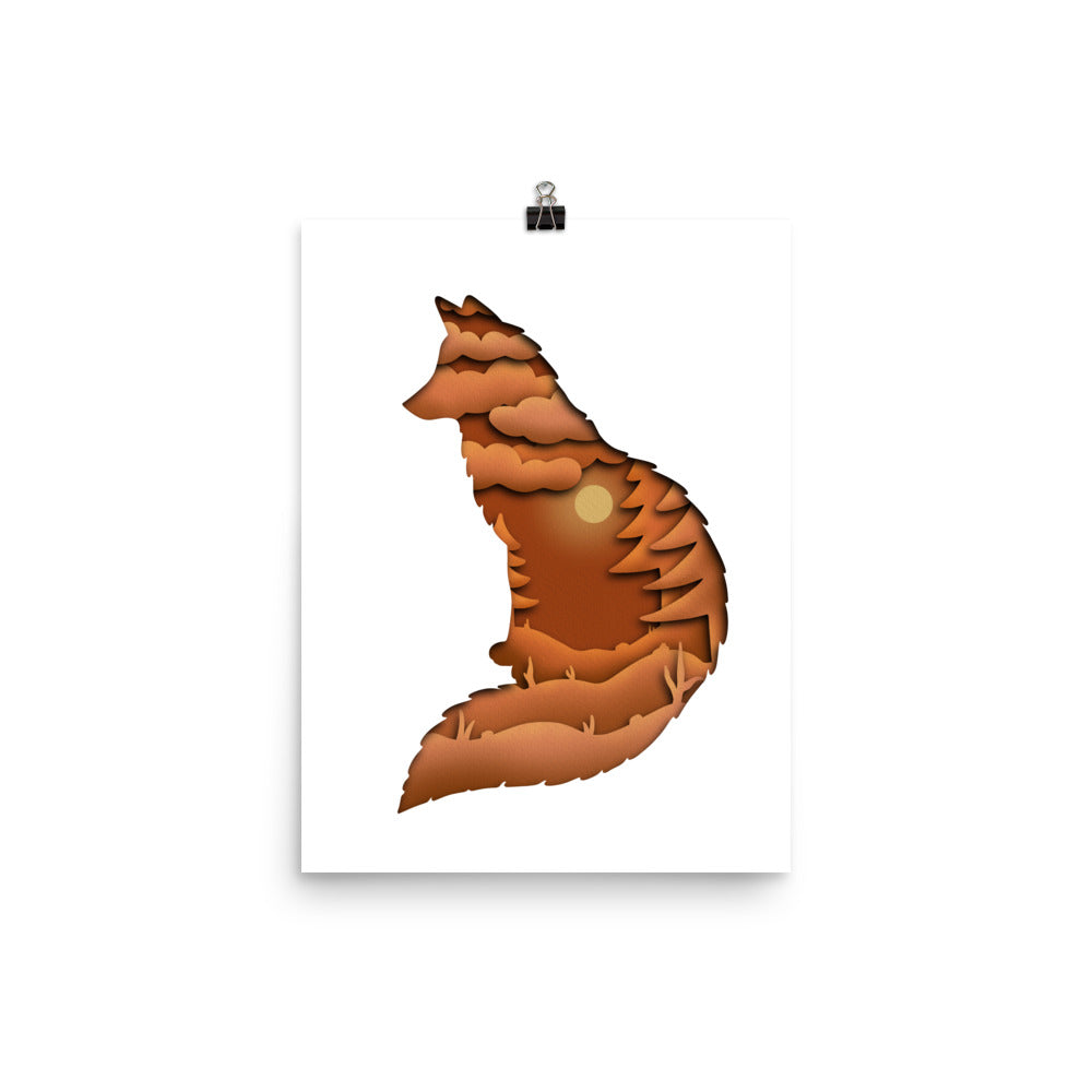 Fox Woodland Paper Illusion Print