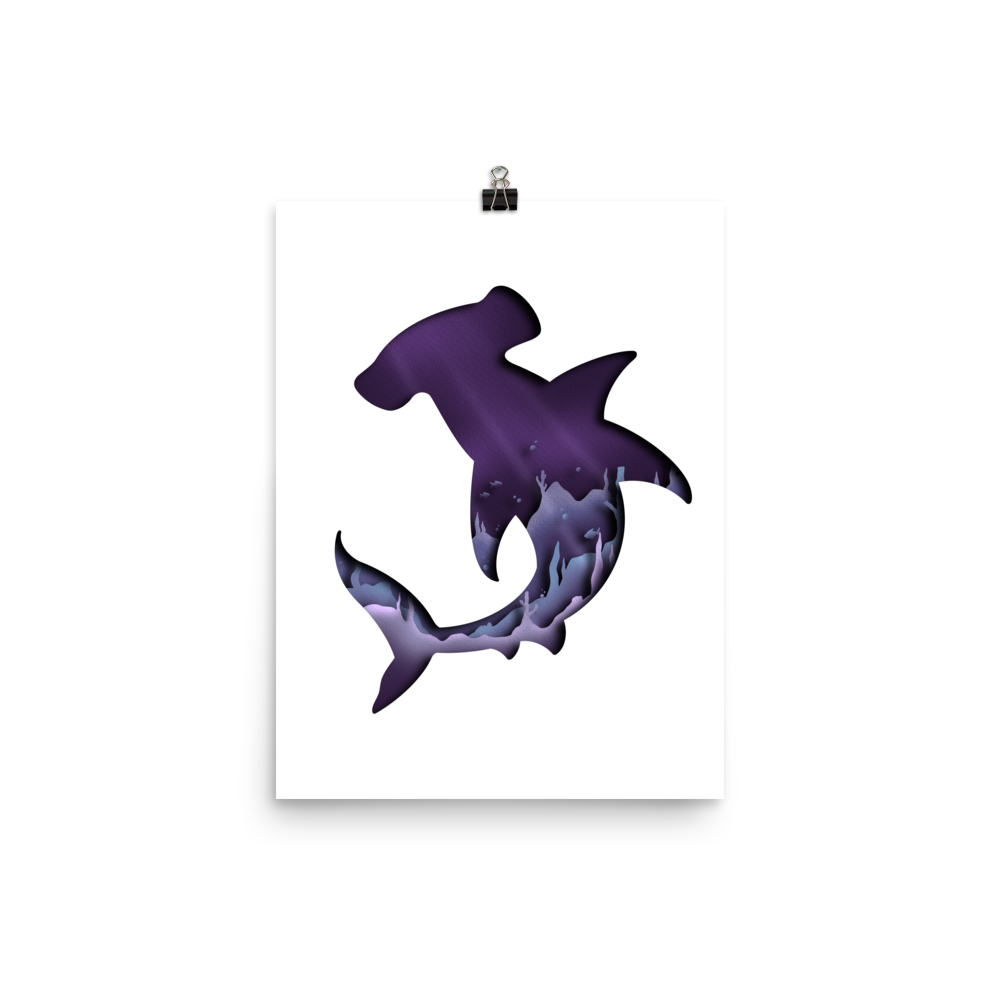 Shark Underwater Paper Illusion Print