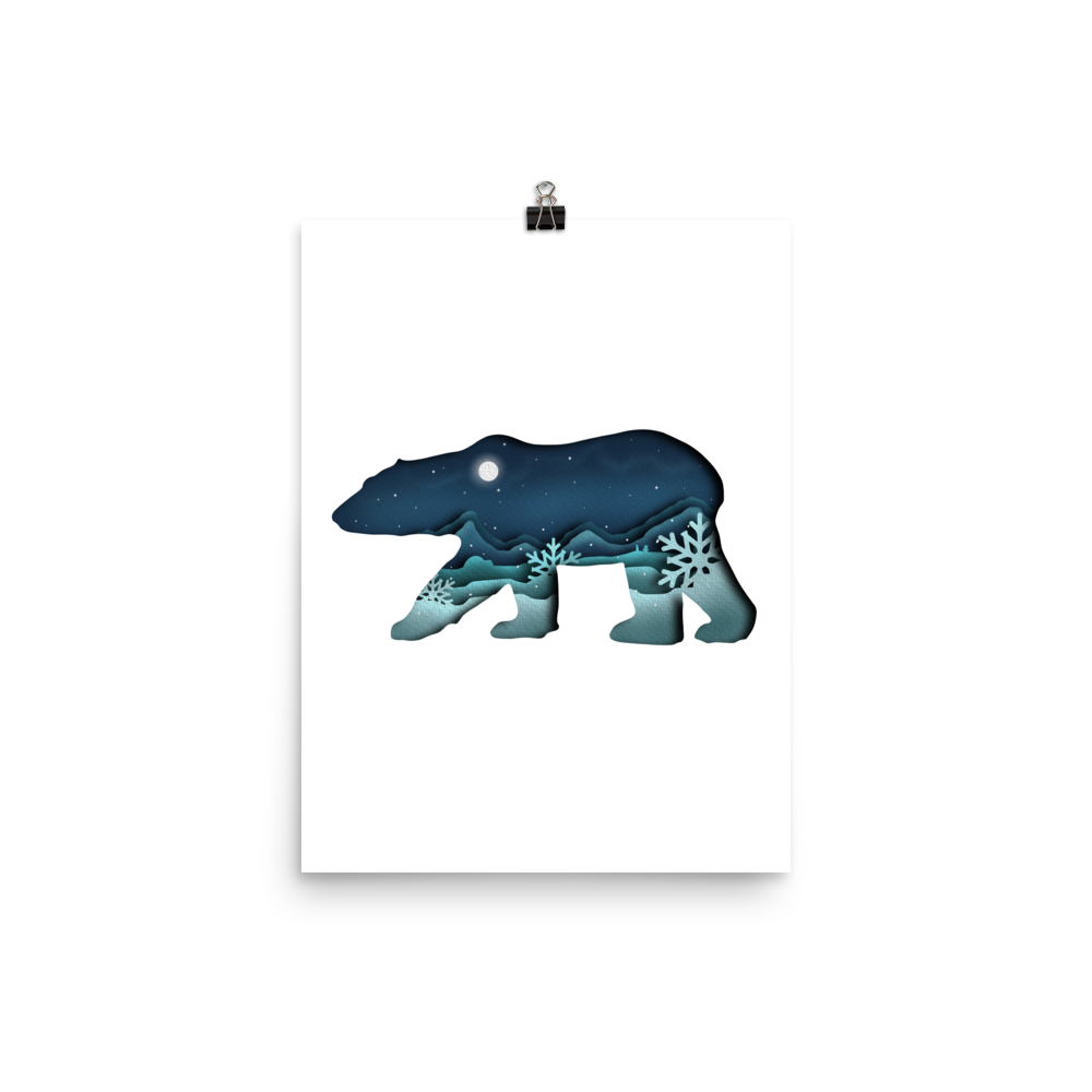 Polar Bear Tundra Paper Illusion Print