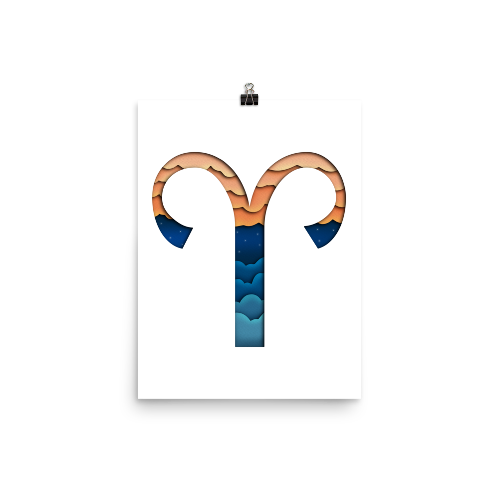 Aries Paper Illusion Zodiac Print