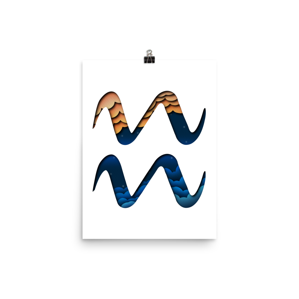 Aquarius Paper Illusion Zodiac Print