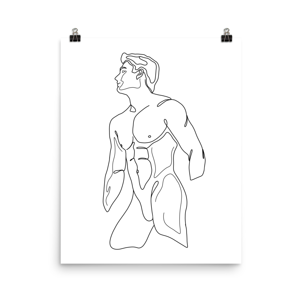 Nathaniel - Male Line Art Print