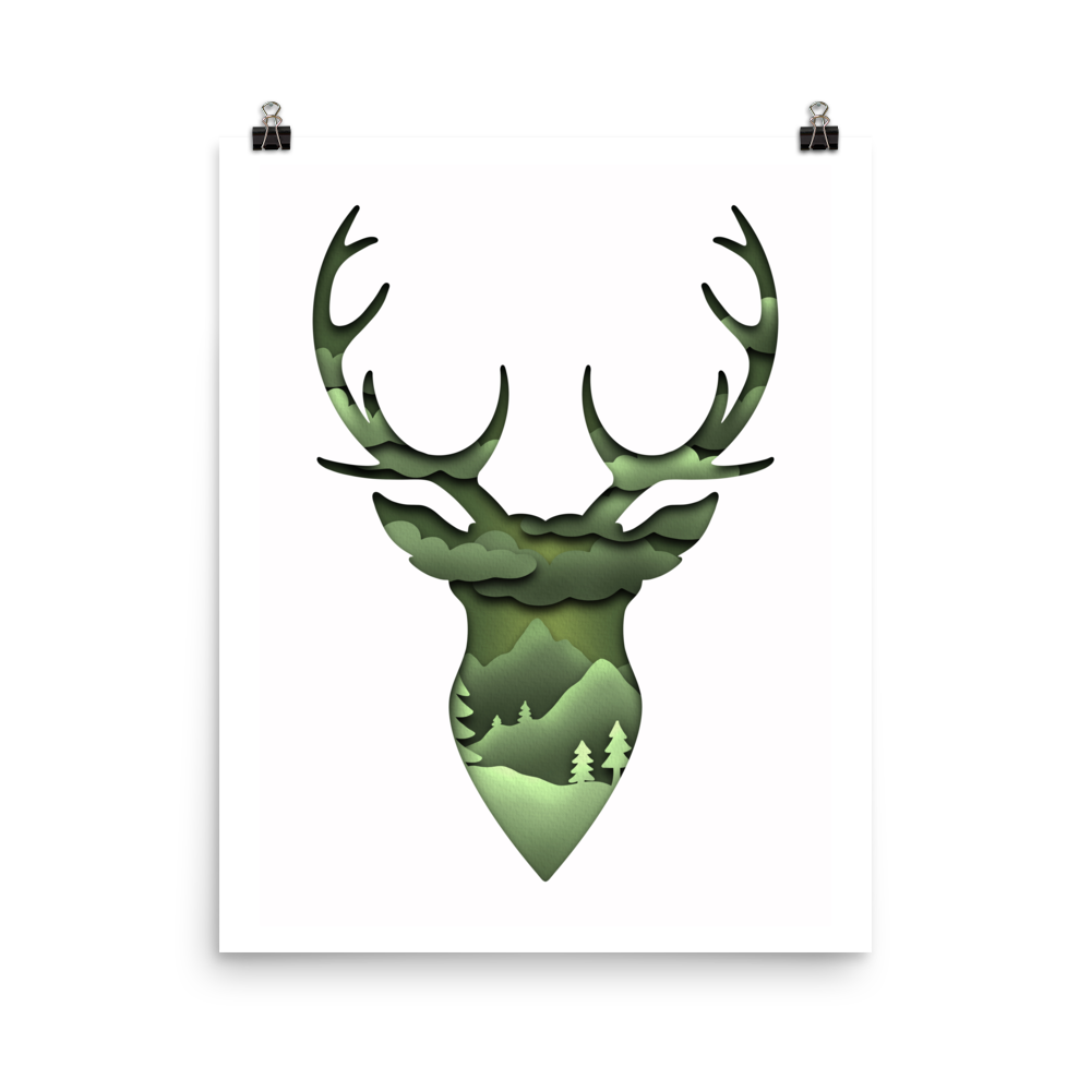 Stag Landscape Paper Illusion Print
