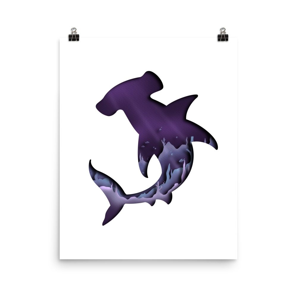 Shark Underwater Paper Illusion Print