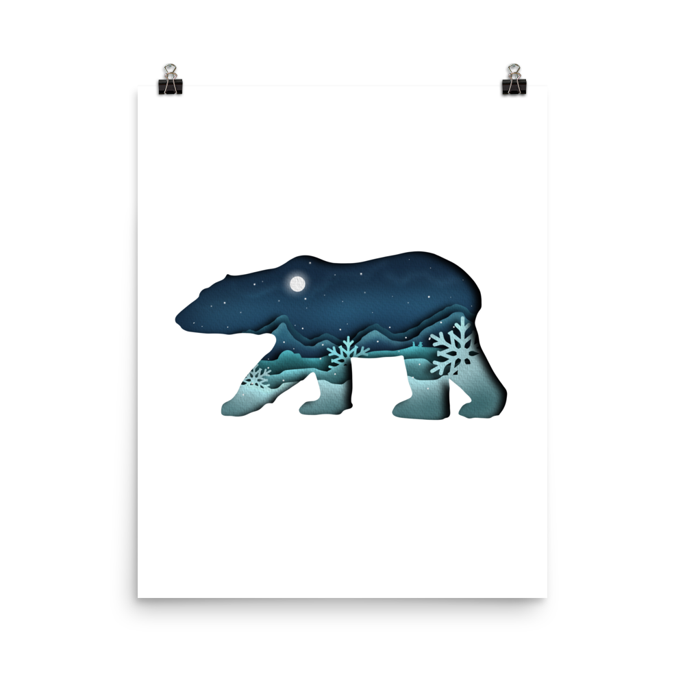 Polar Bear Tundra Paper Illusion Print