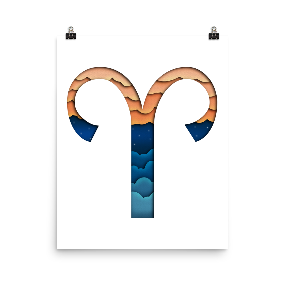 Aries Paper Illusion Zodiac Print