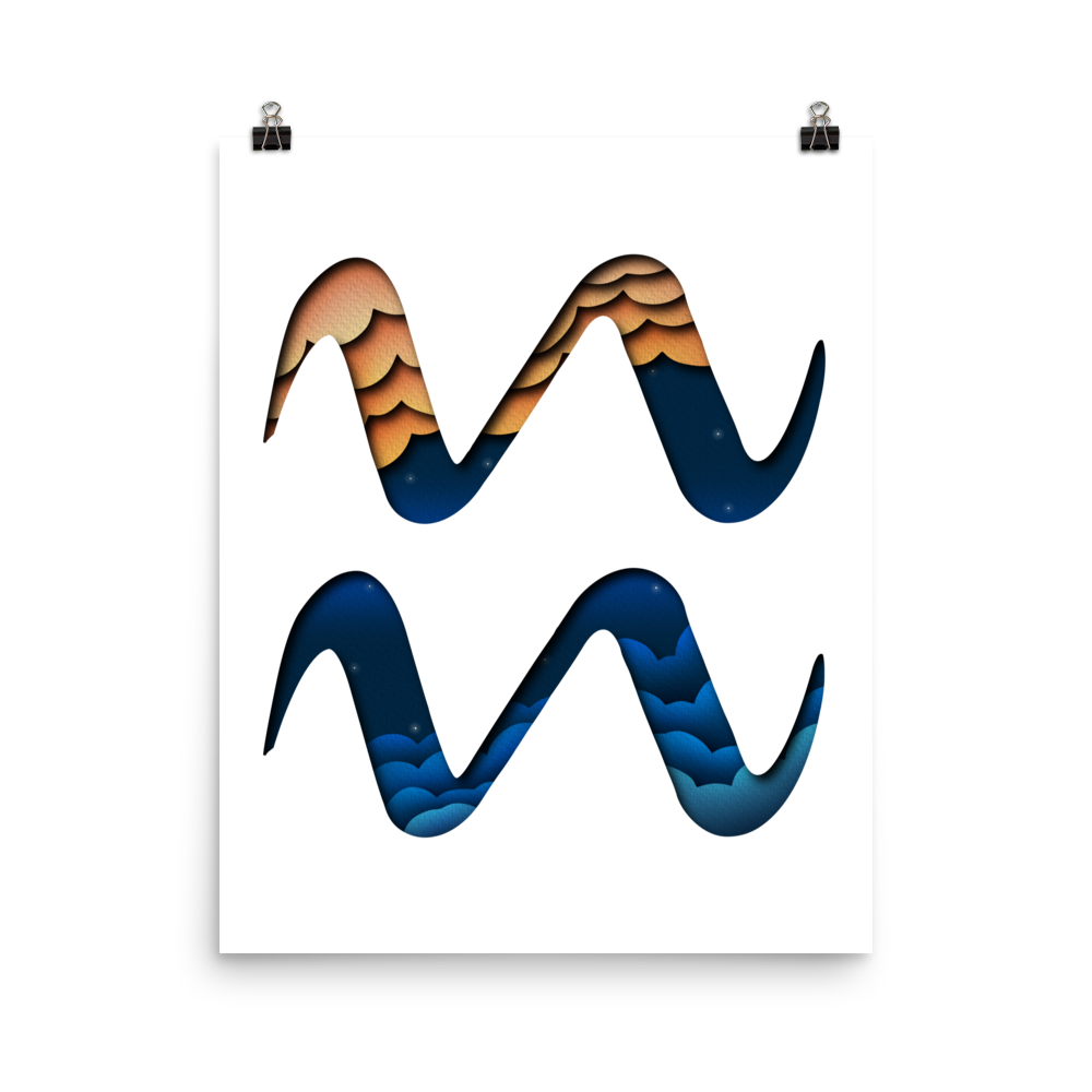 Aquarius Paper Illusion Zodiac Print