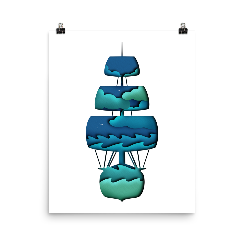 Tall Ship Paper Illusion Print