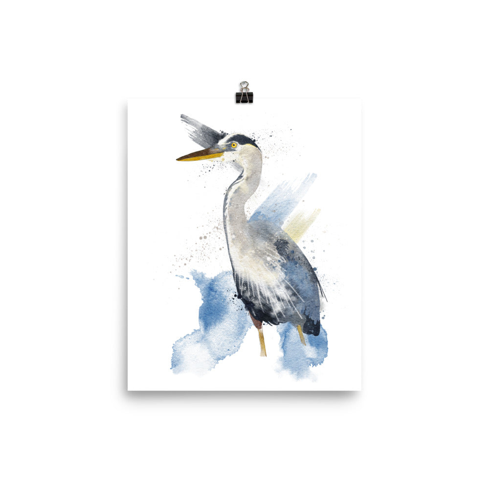Heron Watercolour Art Print