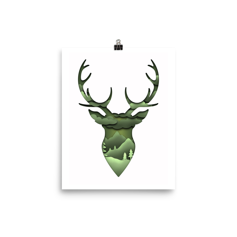 Stag Landscape Paper Illusion Print