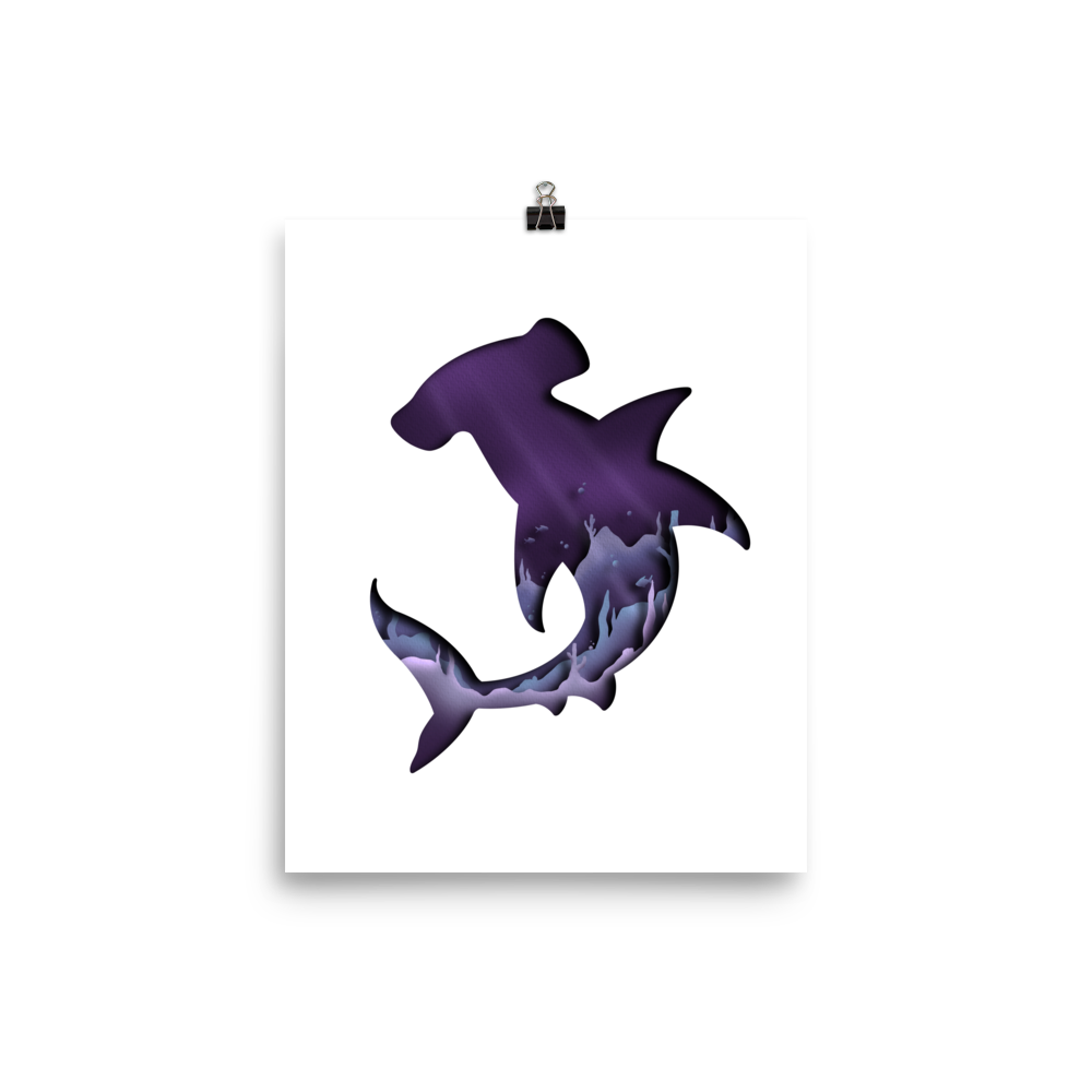 Shark Underwater Paper Illusion Print