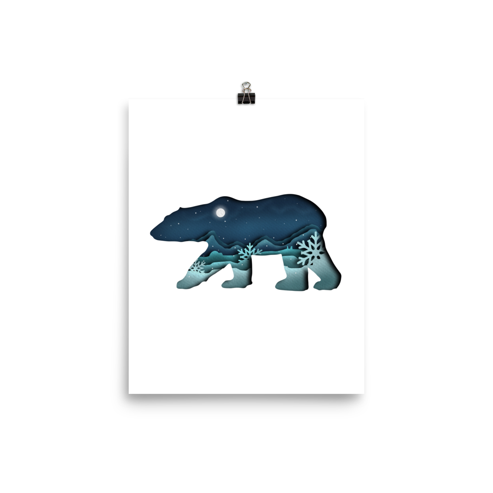 Polar Bear Tundra Paper Illusion Print