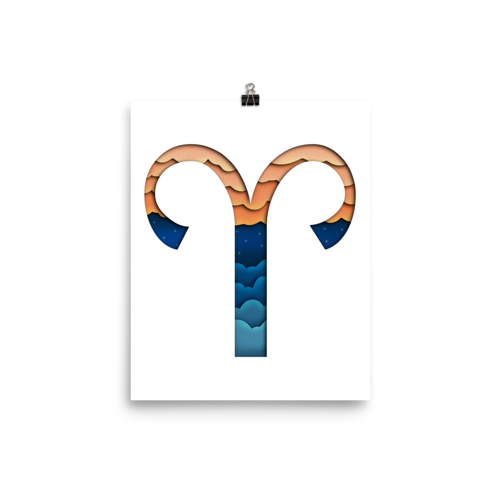 Aries Paper Illusion Zodiac Print