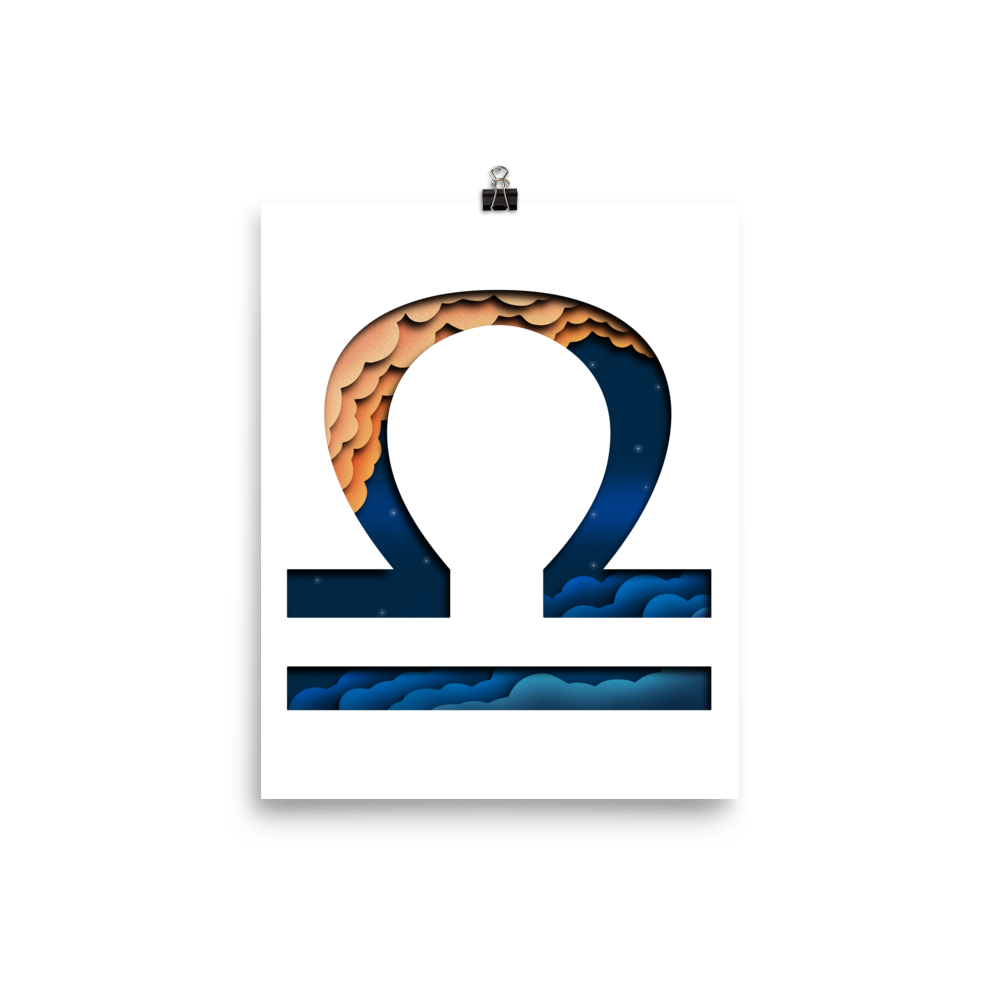 Libra Paper Illusion Zodiac Print