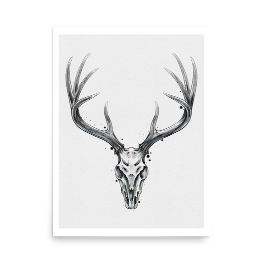 Deer Skull Graphic Watercolour Print
