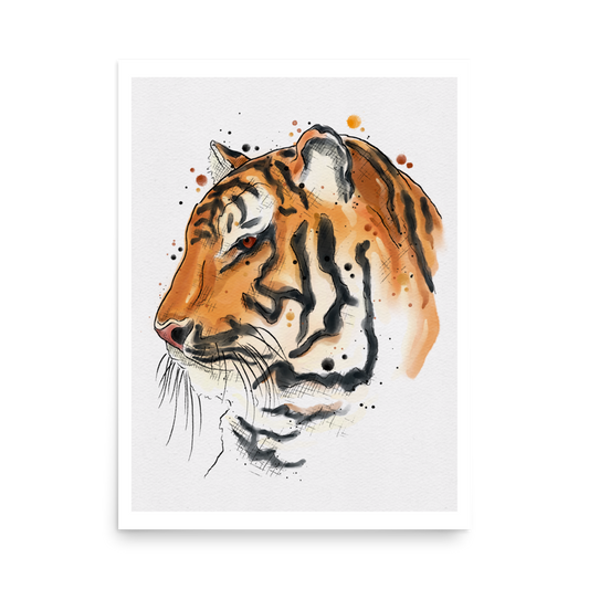 Tiger Graphic Watercolour Print