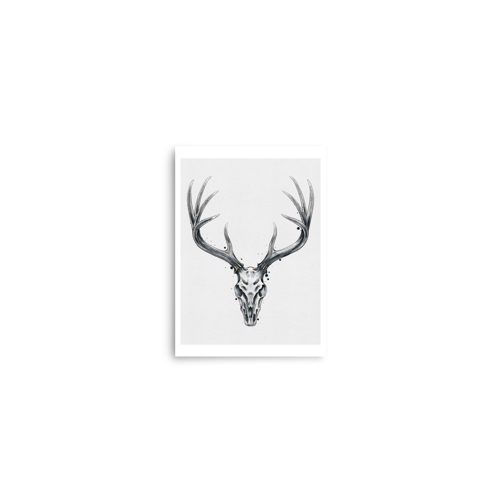 Deer Skull Graphic Watercolour Print