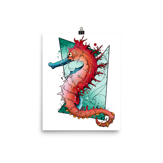 Seahorse Graphic Line Art Print