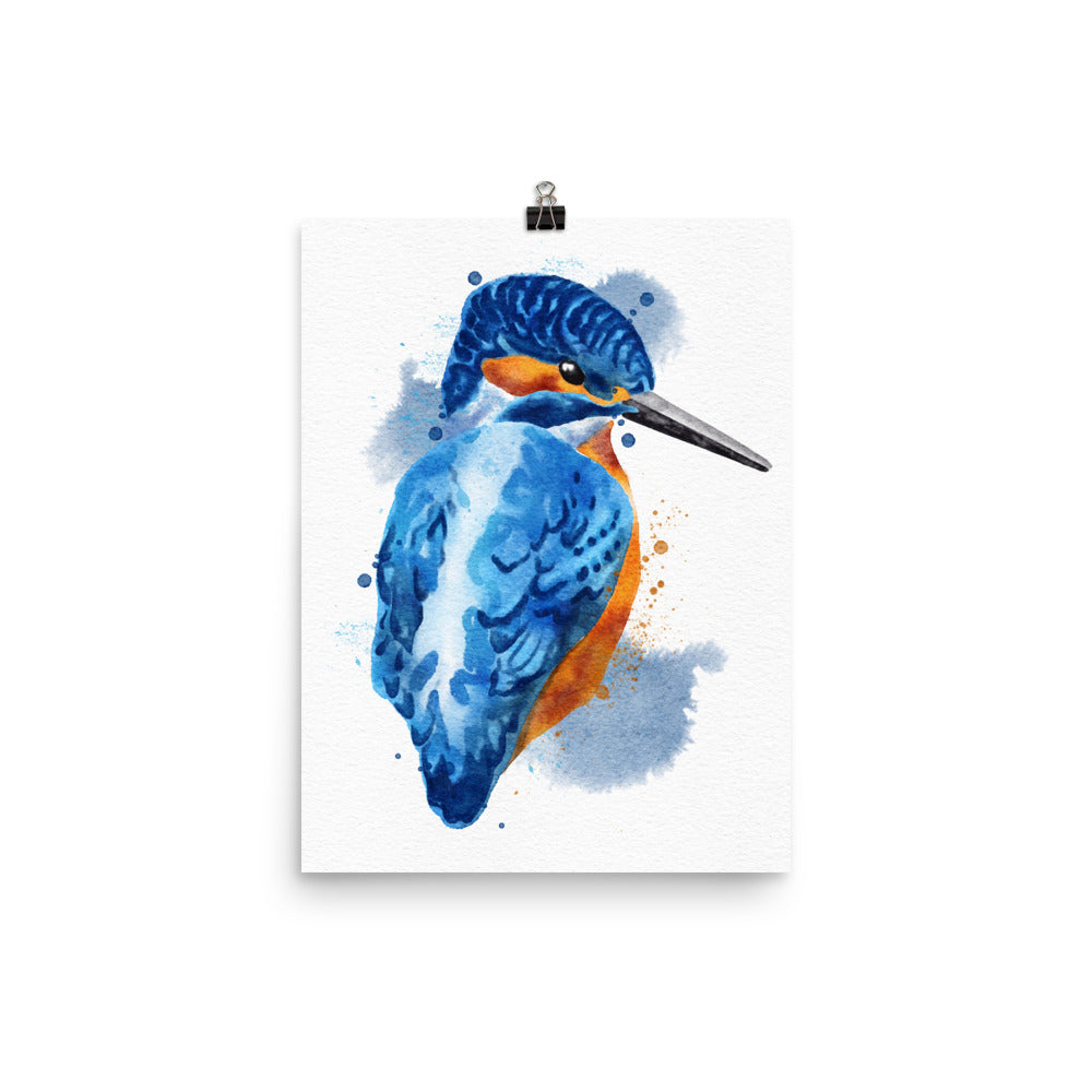 12x16 watercolour kingfisher art poster print