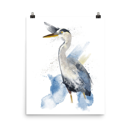 Heron Watercolour Art Print