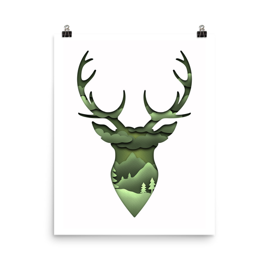 Stag Landscape Paper Illusion Print