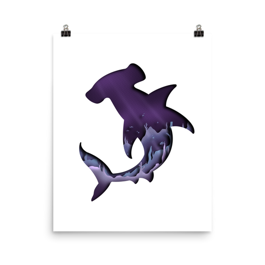 Shark Underwater Paper Illusion Print