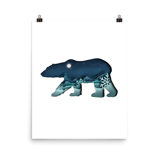 Polar Bear Tundra Paper Illusion Print