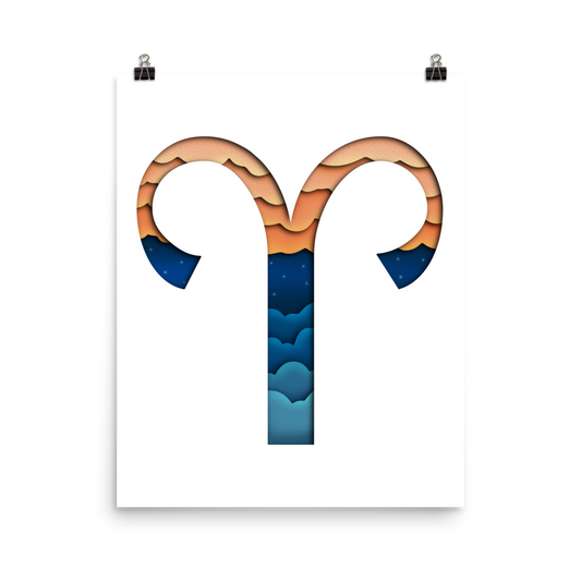 Aries Paper Illusion Zodiac Print