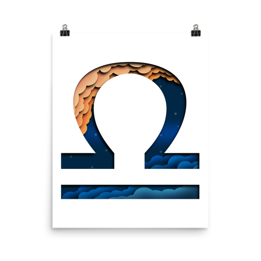 Libra Paper Illusion Zodiac Print