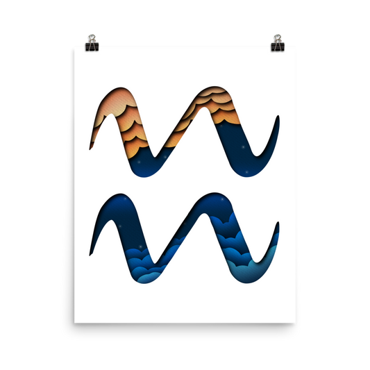 Aquarius Paper Illusion Zodiac Print