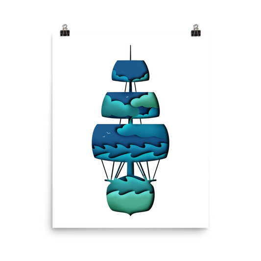 Tall Ship Paper Illusion Print