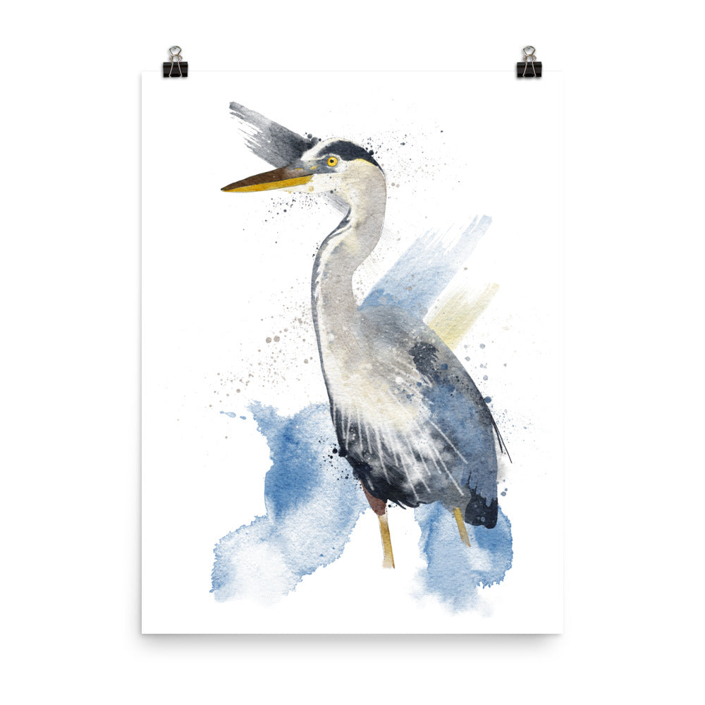 Heron Watercolour Art Print