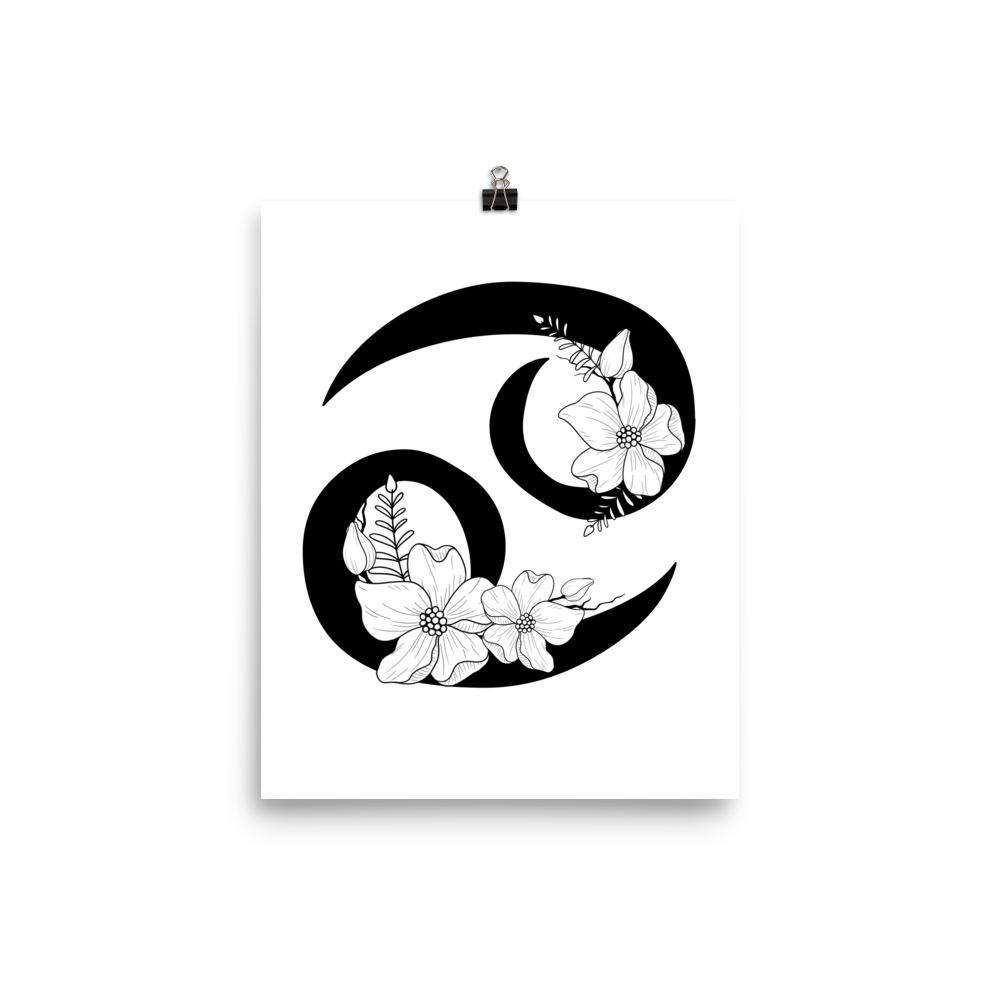 Premium Vector | Cancer constellation zodiac sign with flower moon and stars